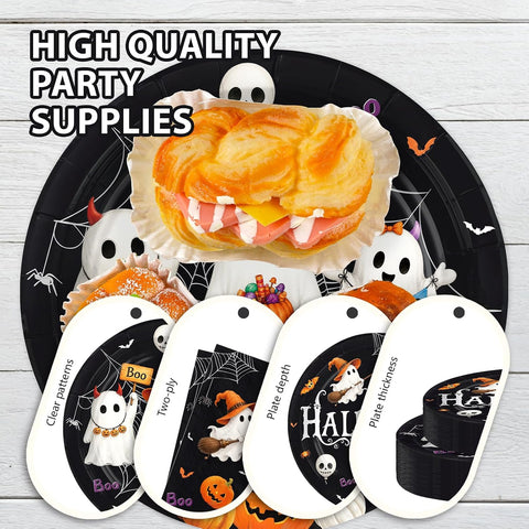 Grencian 168Pcs Halloween Ghost Boo Bat Tableware Set - Grencian