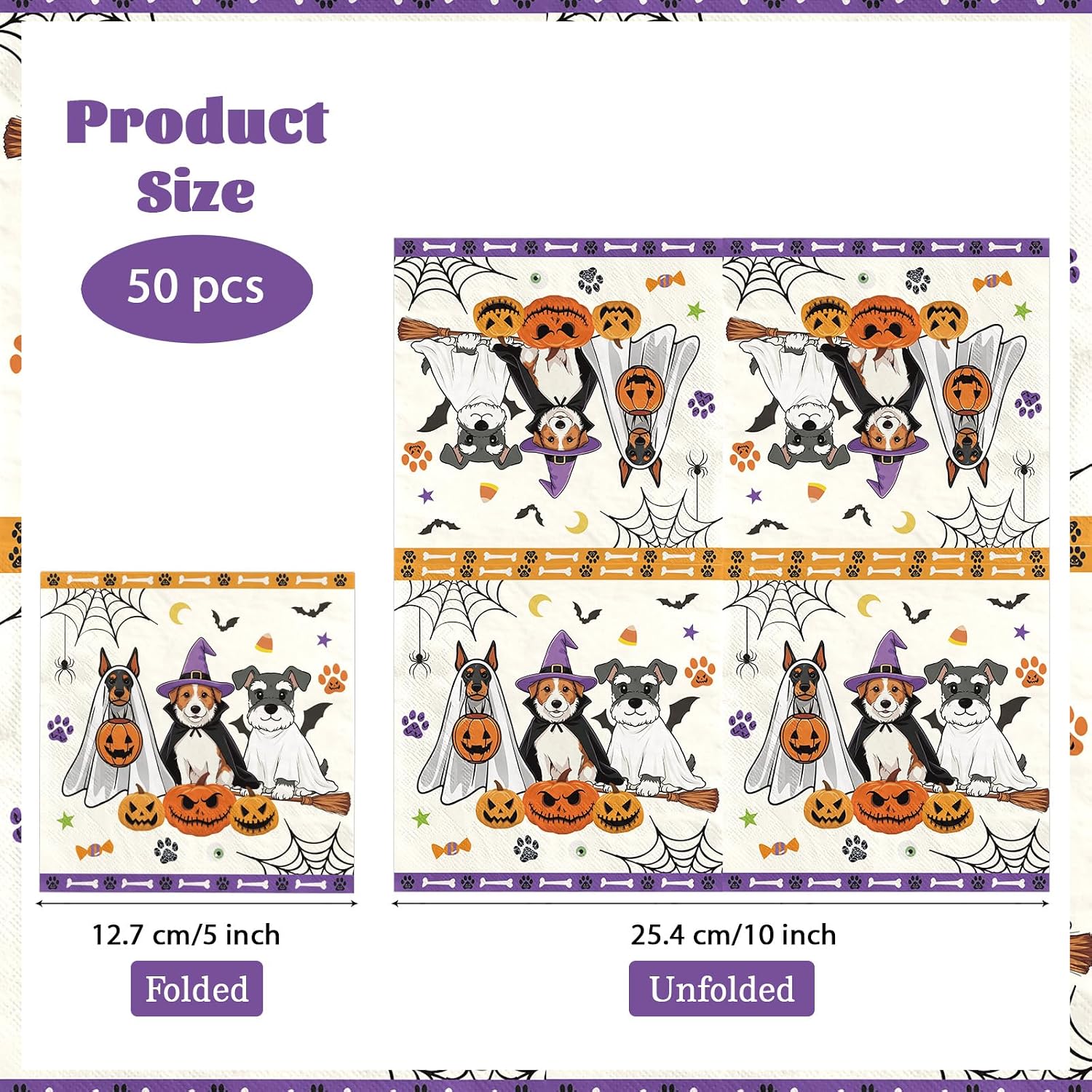 Halloween dinner table set with the ghost dog paper napkins