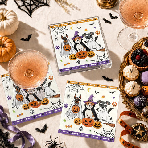 Halloween party setup with the ghost dog napkins and tableware