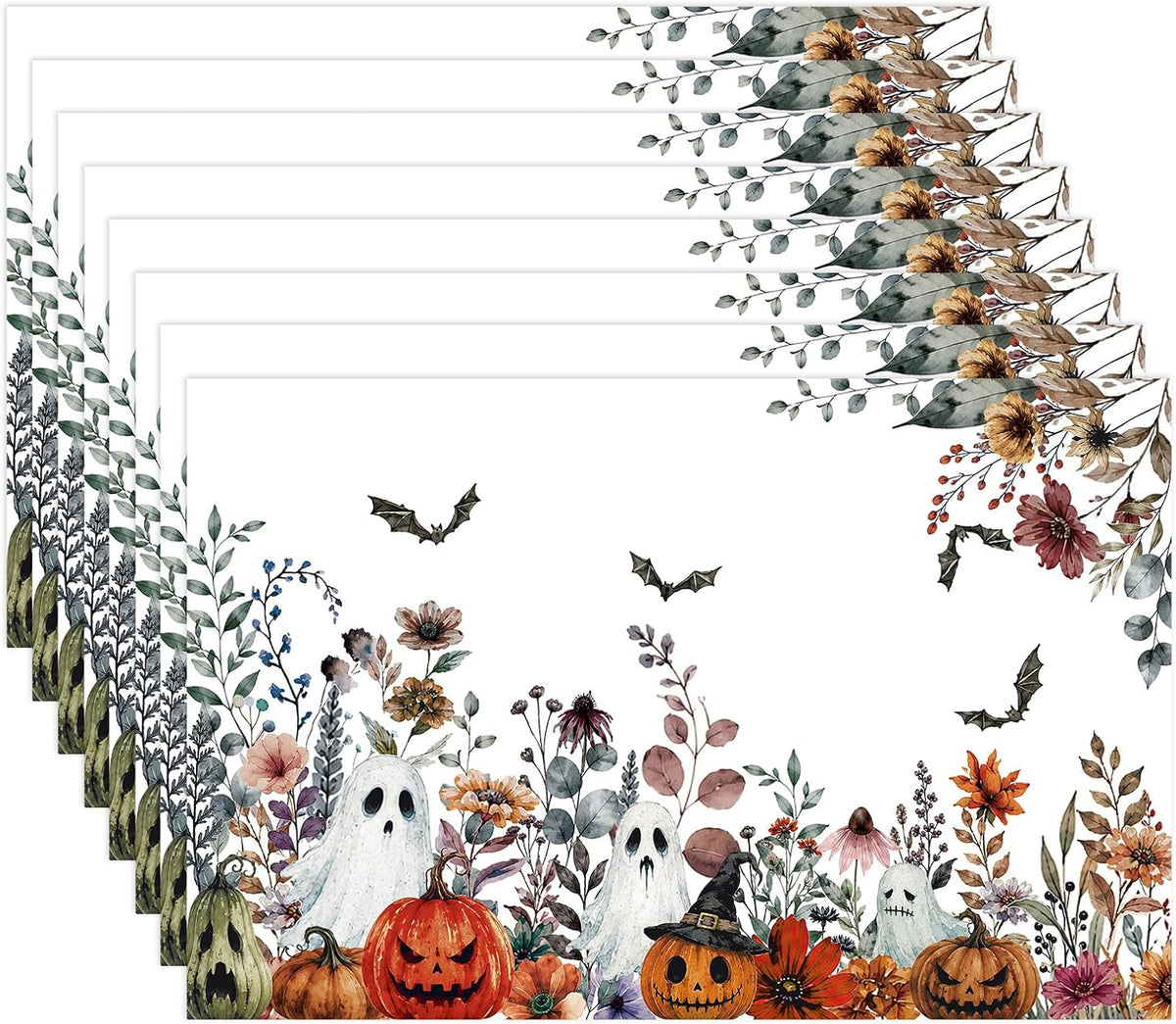 Grencian 50Pcs Halloween Ghost Paper Placemats 11x17