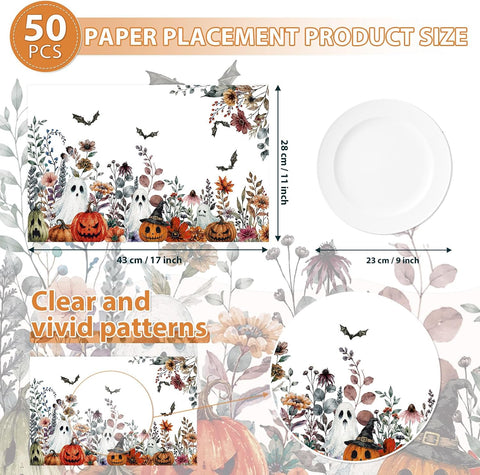 Halloween table laid with the spooky placemats