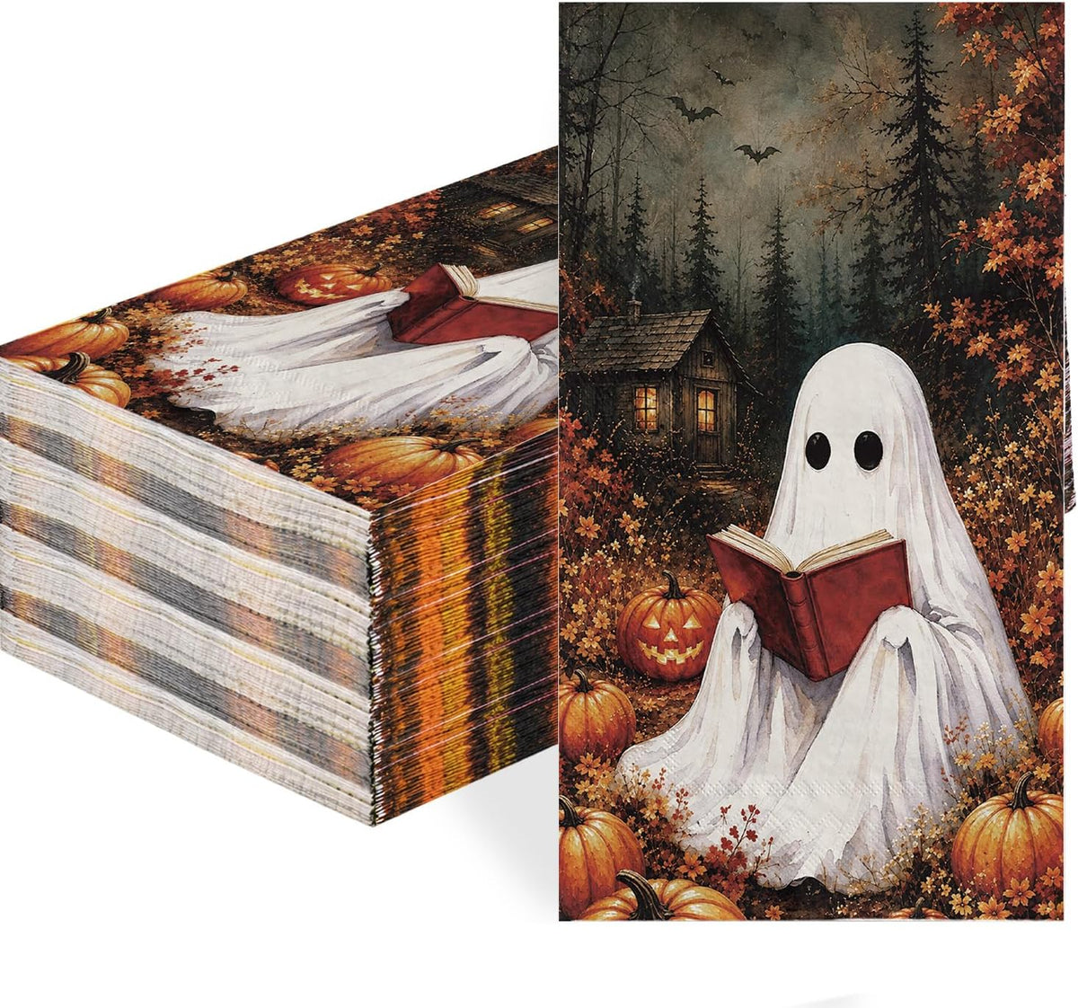 Grencian 50Pcs fall Halloween ghost paper napkins 3 ply