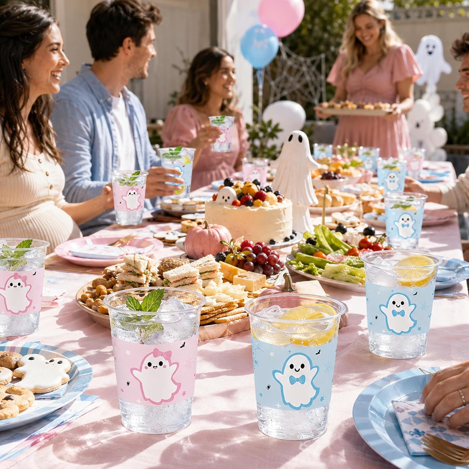 Baby shower scene using the ghost party cups