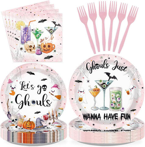 Grencian 96Pcs Ghouls Just Wanna Have Fun party set serves 24