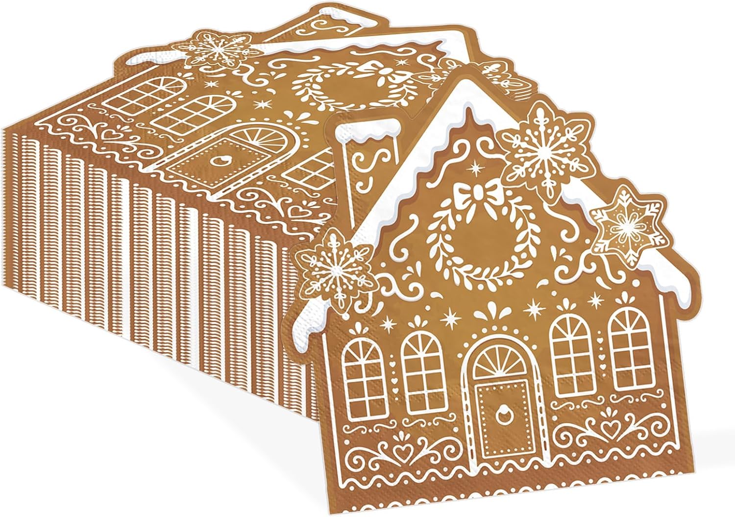 Grencian 150Pcs Gingerbread House Shaped Napkins 3 Ply 6.5 In - Grencian