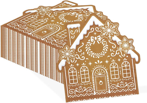 Grencian 150Pcs Gingerbread House Shaped Napkins 3 Ply 6.5 In - Grencian