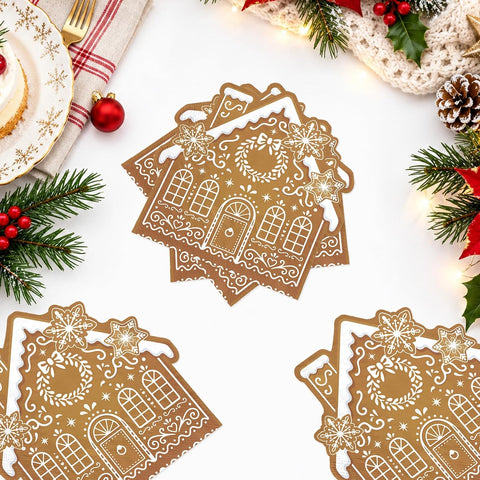 Grencian 150Pcs Gingerbread House Shaped Napkins 3 Ply 6.5 In - Grencian