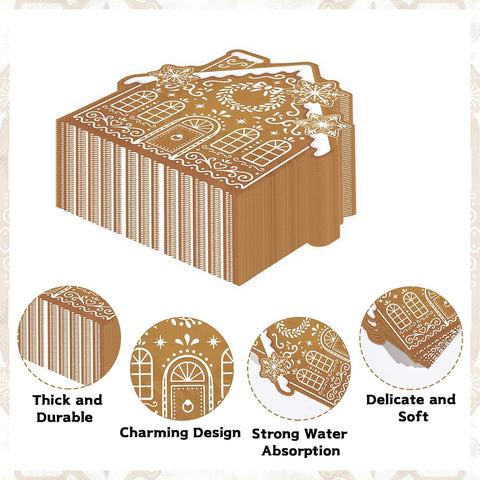 Grencian 150Pcs Gingerbread House Shaped Napkins 3 Ply 6.5 In - Grencian