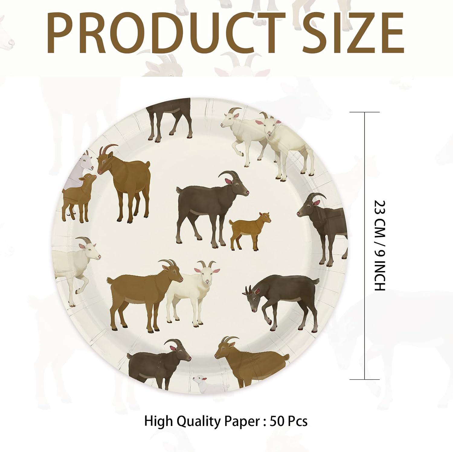 Cartoon goat disposable plates for a barnyard theme birthday party