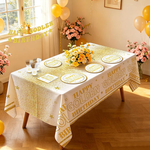 171Pcs Happy Golden Birthday Party Supplies Serves 24 - Grencian