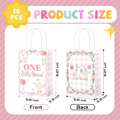 Silly goose pink paper gift bag with handles