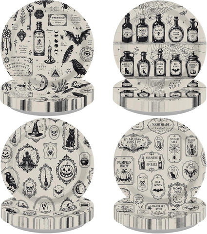 Grencian 60Pcs Halloween Gothic Paper Plates 9 Inch