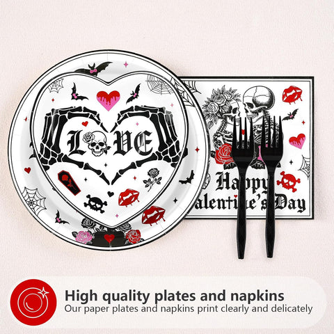 Heart shaped I love you plate with Happy Valentine's Day napkins