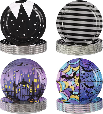 60 piece gothic Halloween purple and black 7 inch paper plates