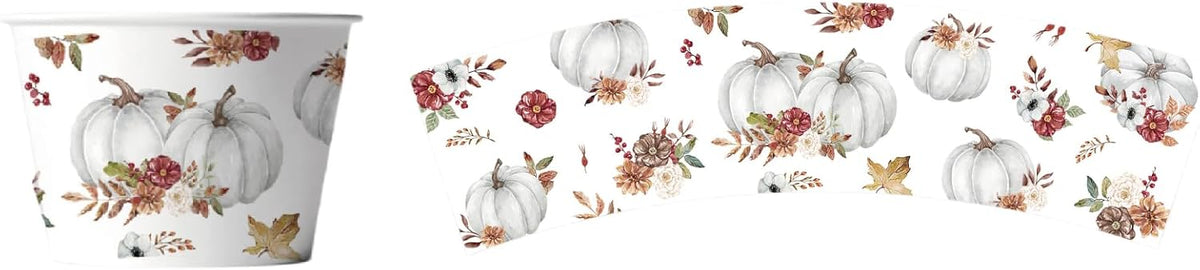 Grencian grey pumpkin leaves theme 12oz party cups with fall holiday design