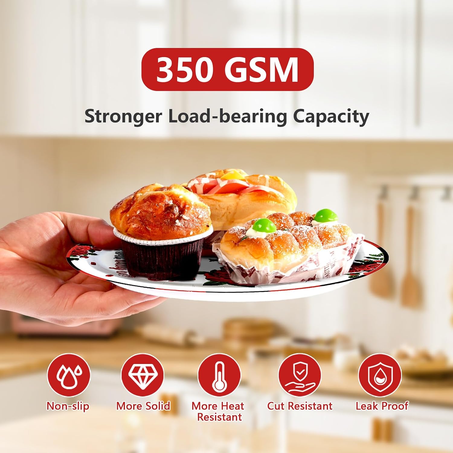 350 GSM heavyweight Guns or Roses plates and napkins