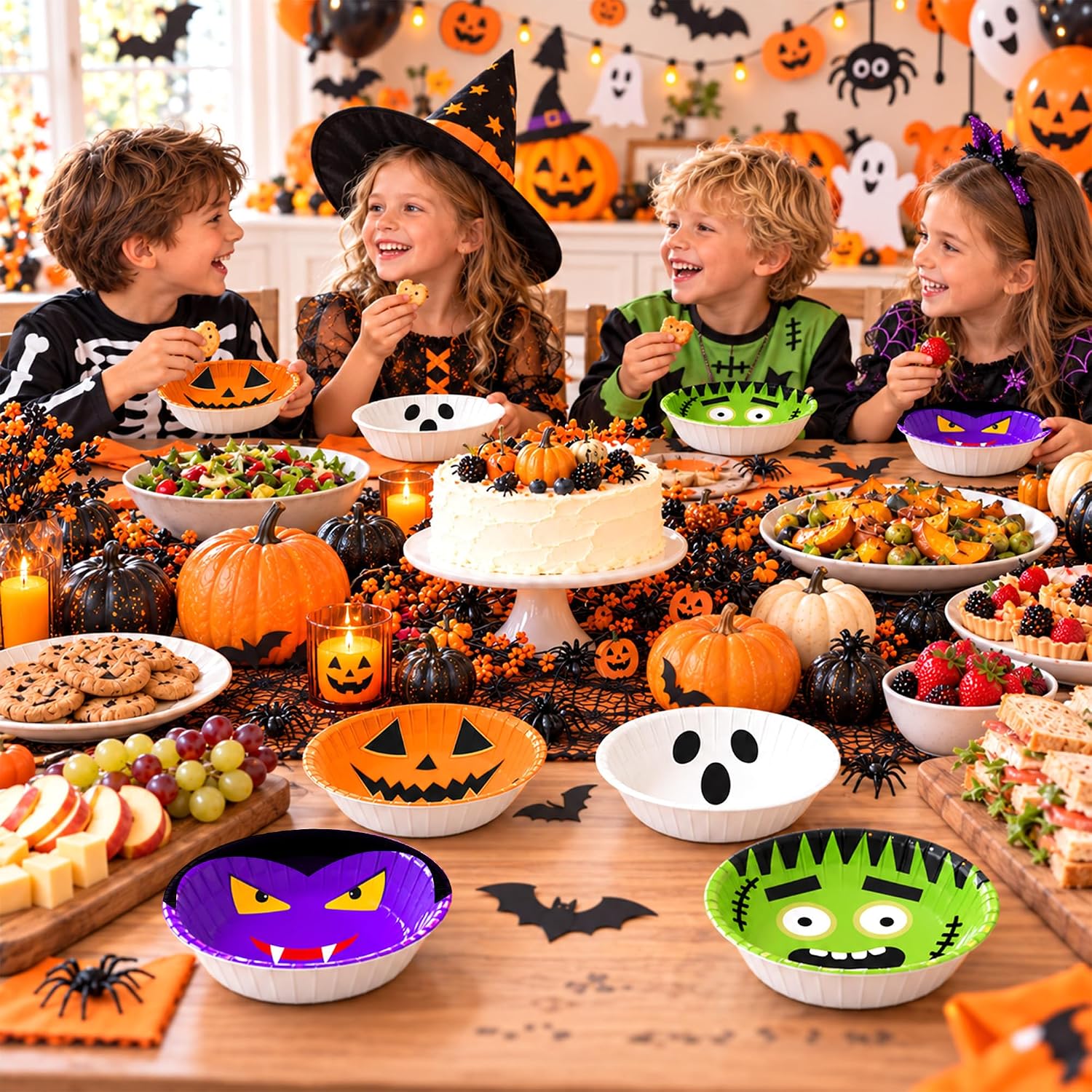 Halloween buffet using the paper bowls