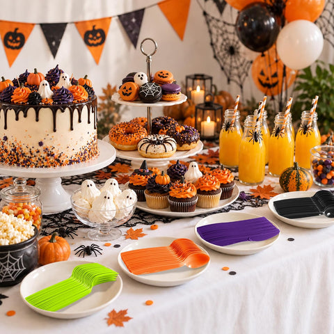 Halloween table set with the cutlery