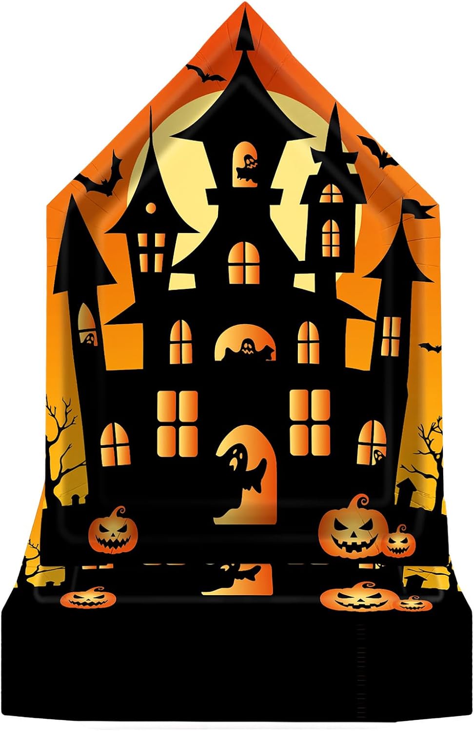 Grencian 50Pcs Halloween castle shaped paper plates 10 inch