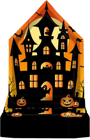 Grencian 50Pcs Halloween castle shaped paper plates 10 inch