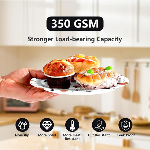 350 GSM heavyweight Halloween cat plates holding cupcakes