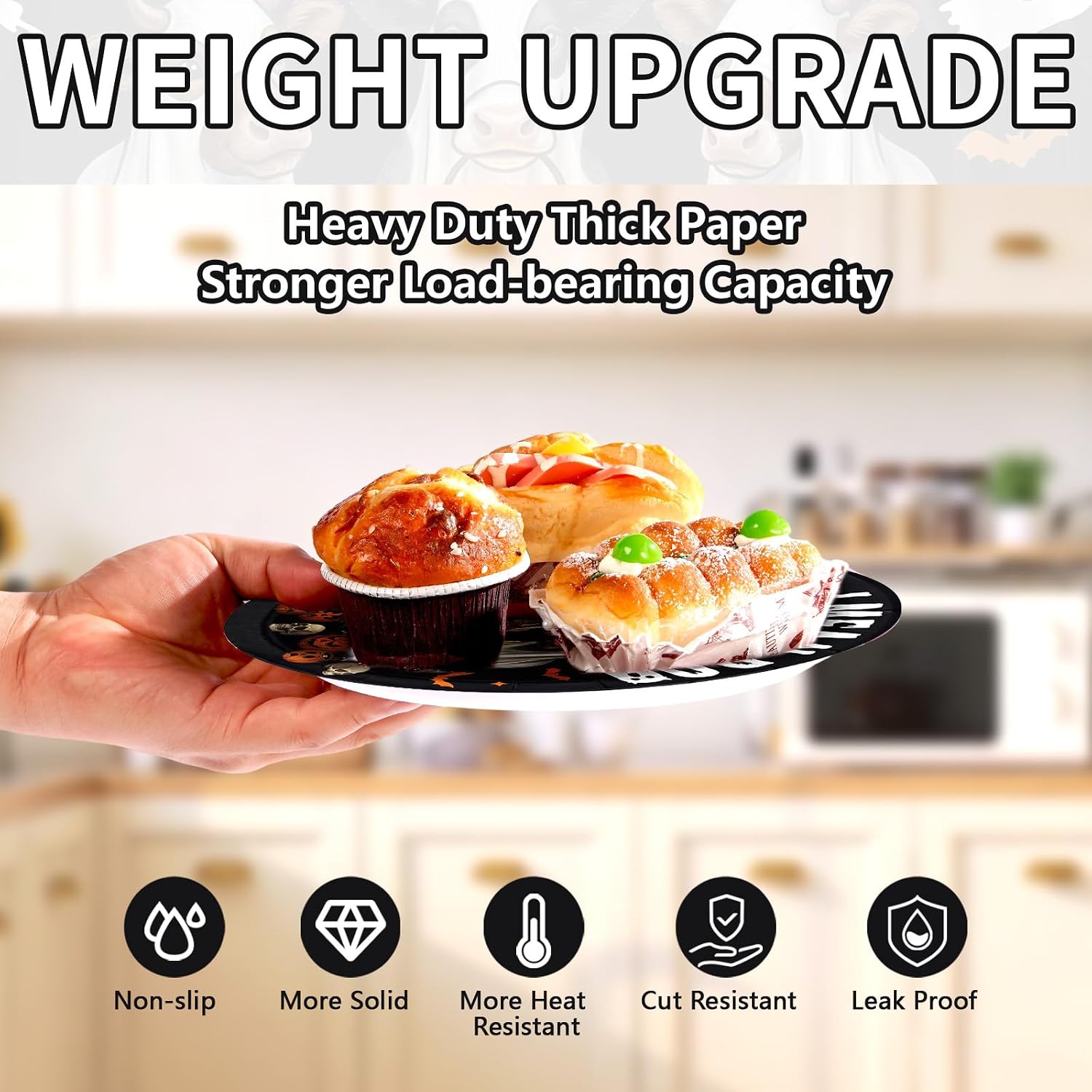 Weight upgrade of the 350g Halloween cow disposable plates