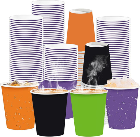 Grencian 100Pcs 9oz Halloween paper cups solid colors