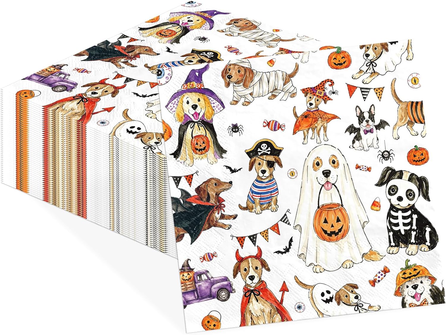 Grencian 50Pcs Halloween dog paper napkins 5x5 inch