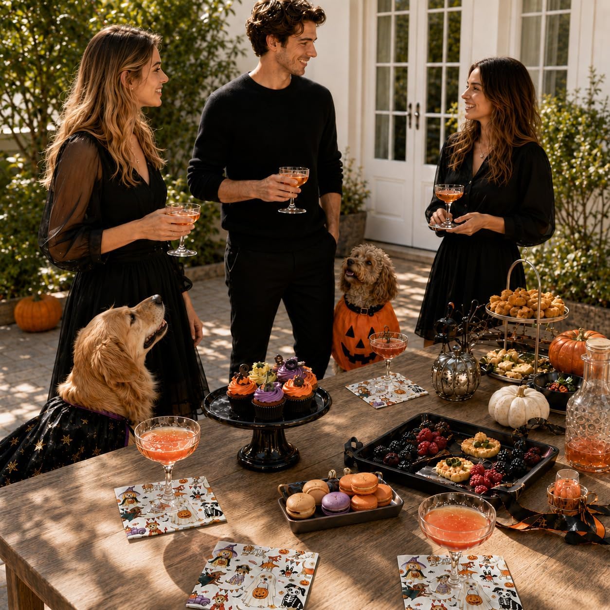 Party bar table set with the spooky puppy napkins