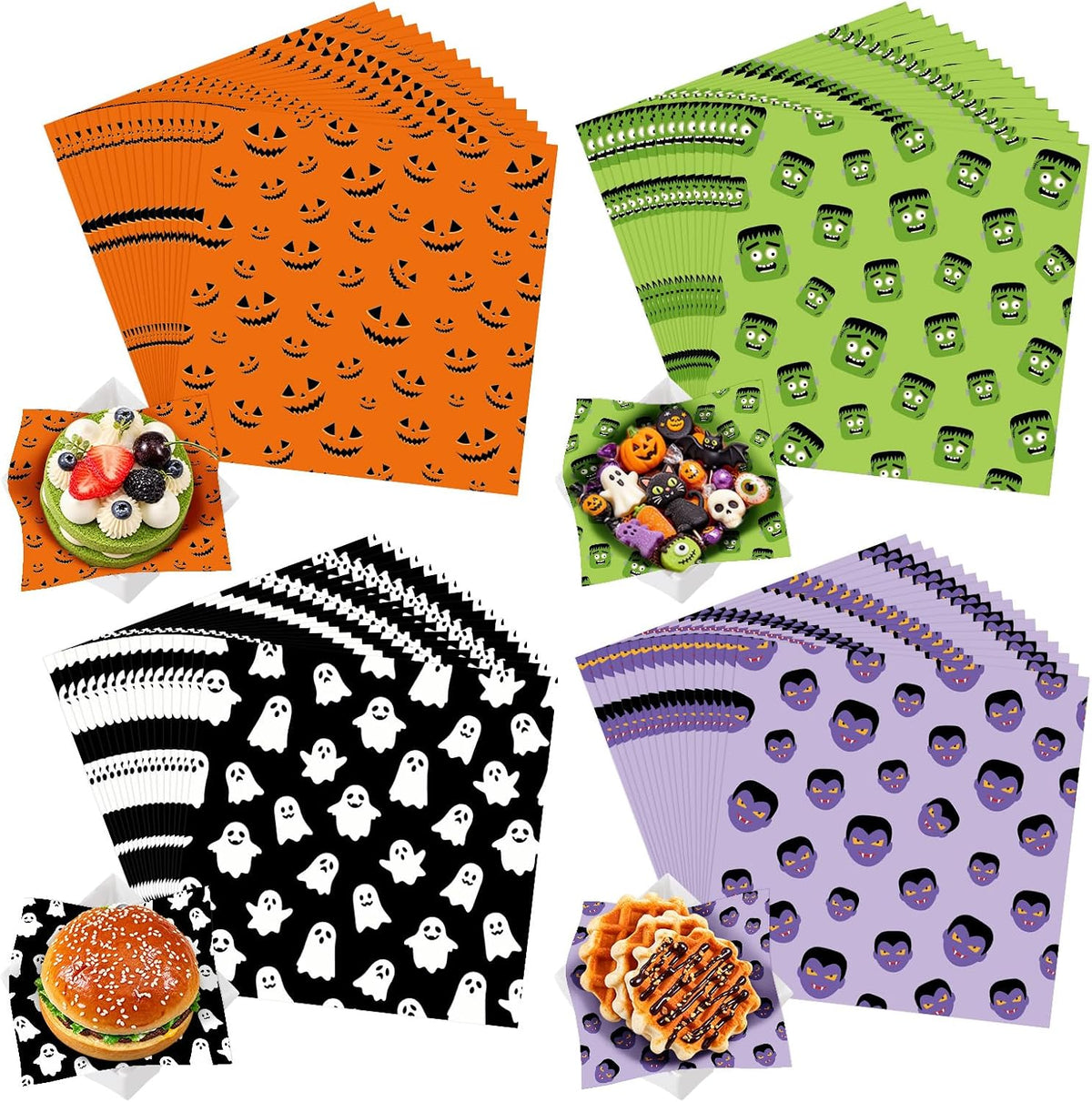 Grencian 160Pcs Halloween wax paper sheets 12x12 for food wrapping