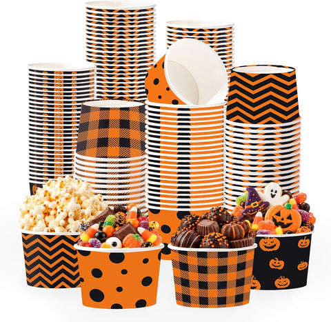Grencian 60Pcs 9oz Halloween Treat Snack Cups Pumpkin Ghost