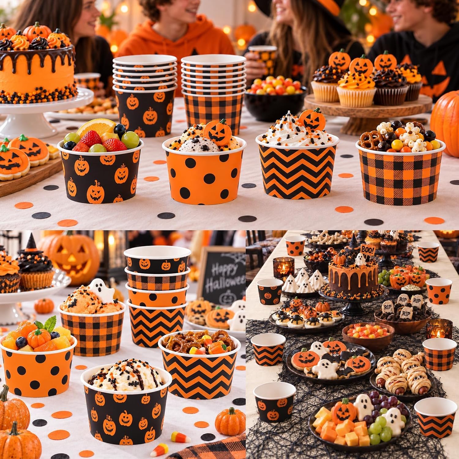 Halloween dessert table using the treat cups