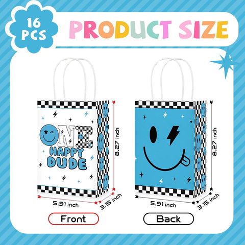 One Happy Dude paper gift bag with handles and smile face print