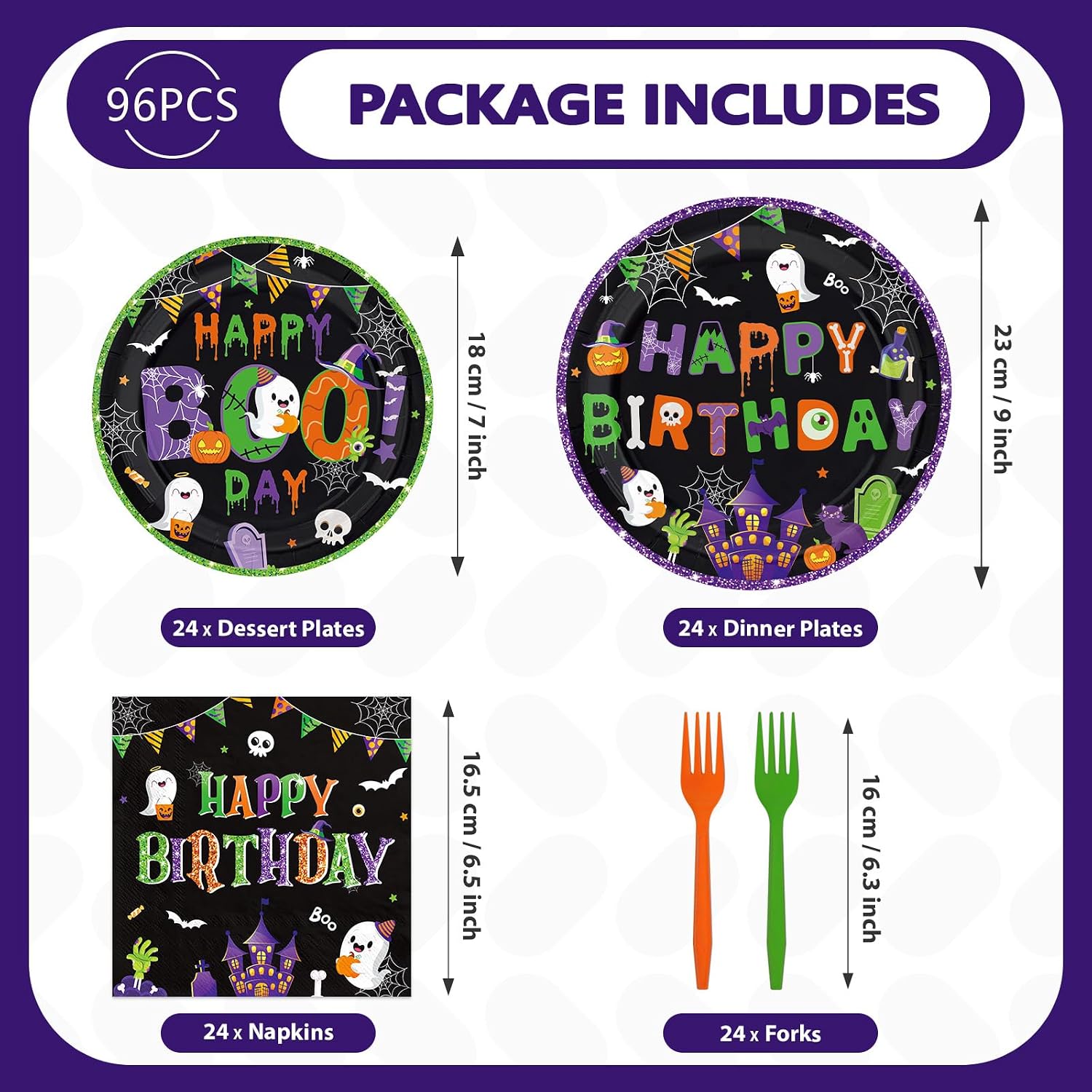 Package contents of the 96Pcs happy boo day set