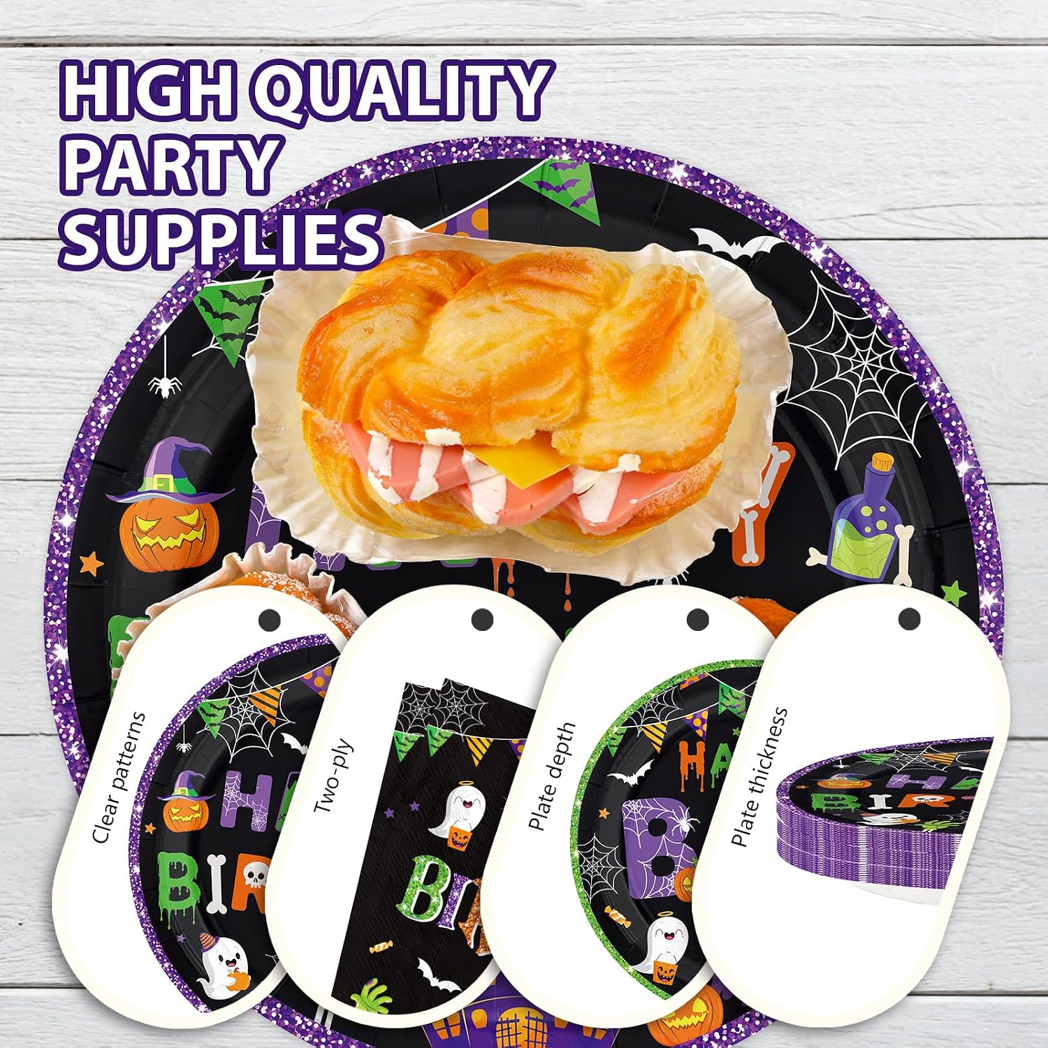 Halloween birthday plate holding party food