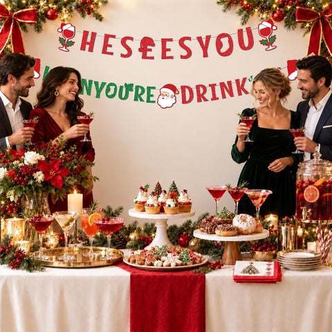 Grencian He Sees You When You're Drinking Christmas Banner - Grencian