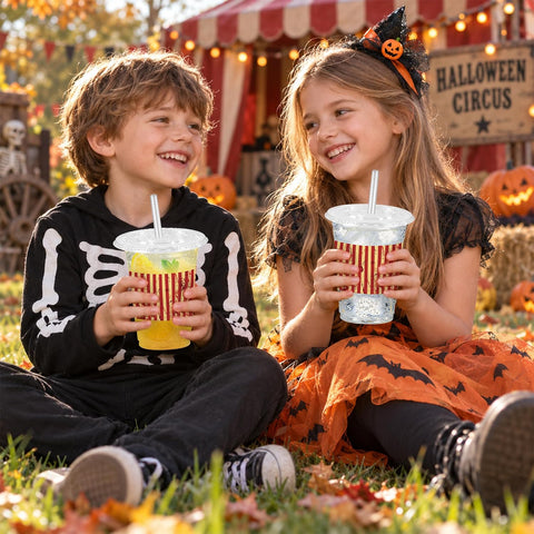Halloween party table using the circus cups