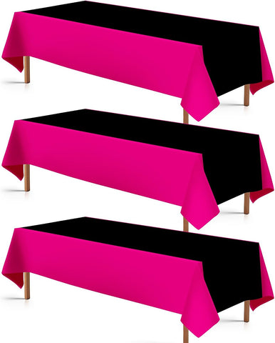 Grencian 3-piece hot pink and black tablecloth set with bold color block design