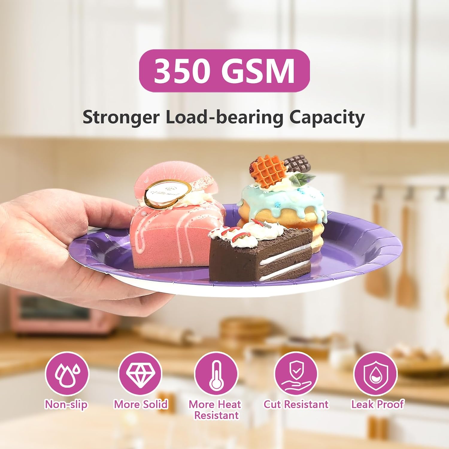 350 GSM heavyweight hot pink and purple plates and napkins