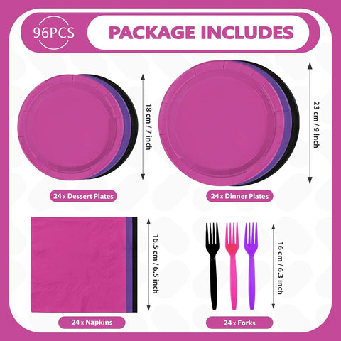 Package contents of the 96Pcs pink purple black set