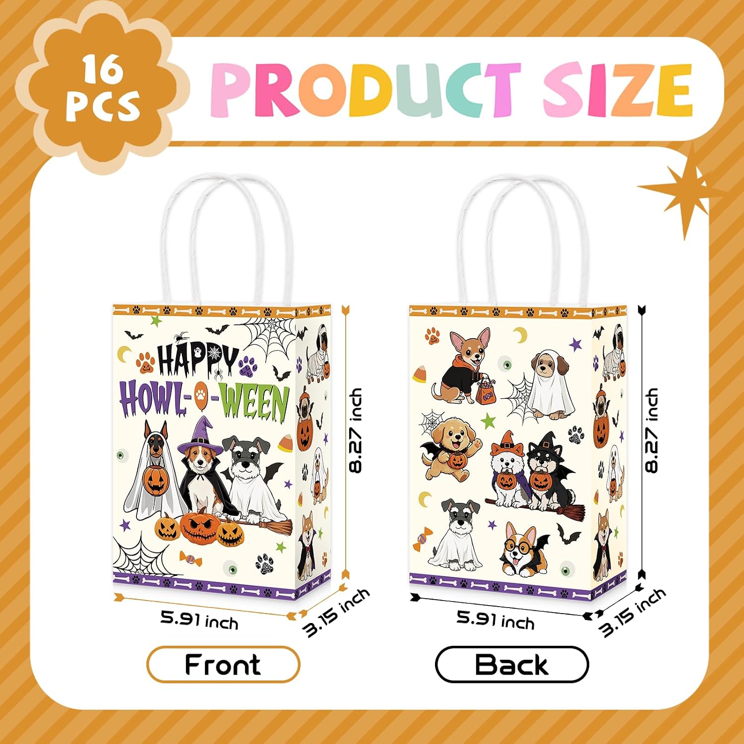 16Pcs Happy Howl-O-Ween Halloween Dog Favor Bags - Grencian