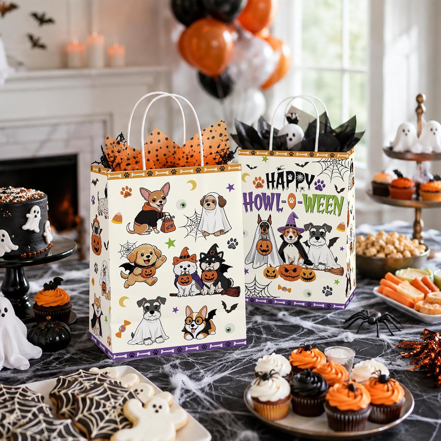 16Pcs Happy Howl-O-Ween Halloween Dog Favor Bags - Grencian