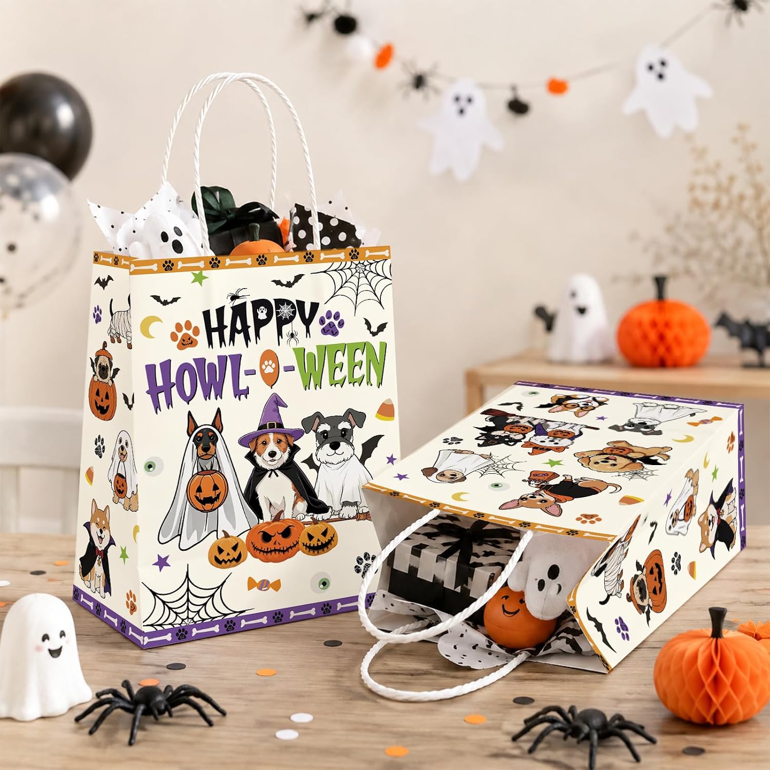 16Pcs Happy Howl-O-Ween Halloween Dog Favor Bags - Grencian