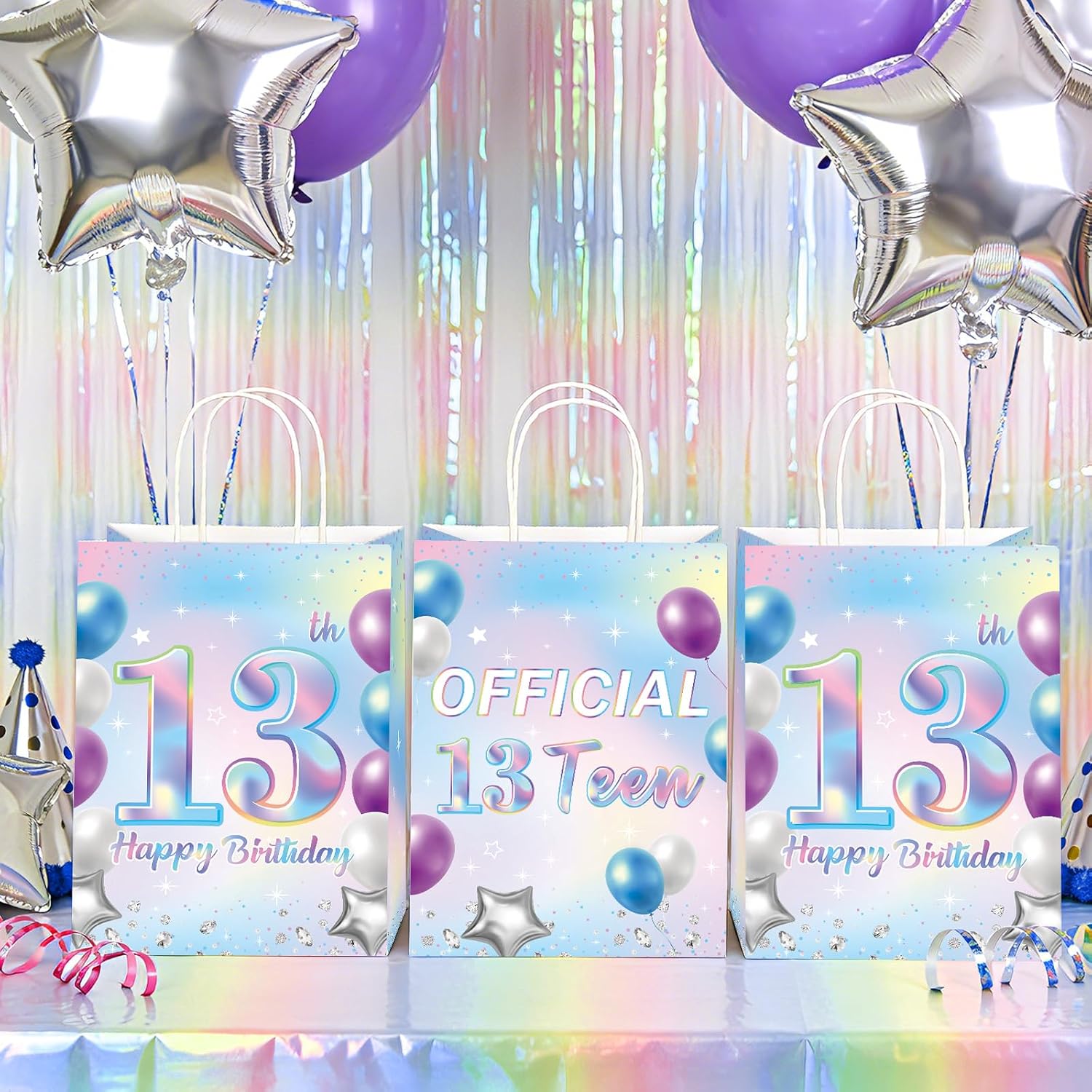 16Pcs Teenager 13th Birthday Goodie Bags Iridescent - Grencian