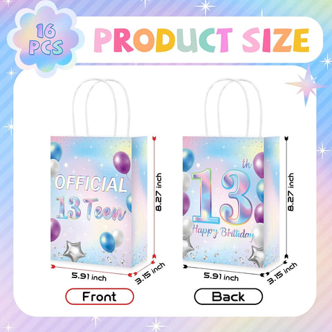 16Pcs Teenager 13th Birthday Goodie Bags Iridescent - Grencian