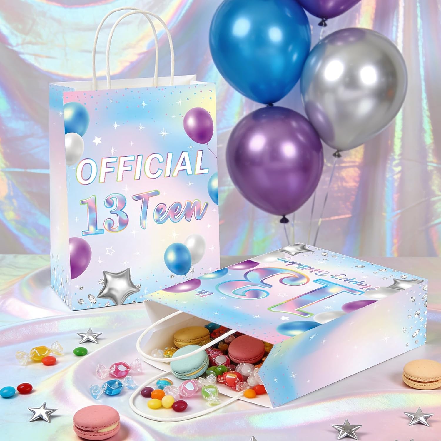 16Pcs Teenager 13th Birthday Goodie Bags Iridescent - Grencian