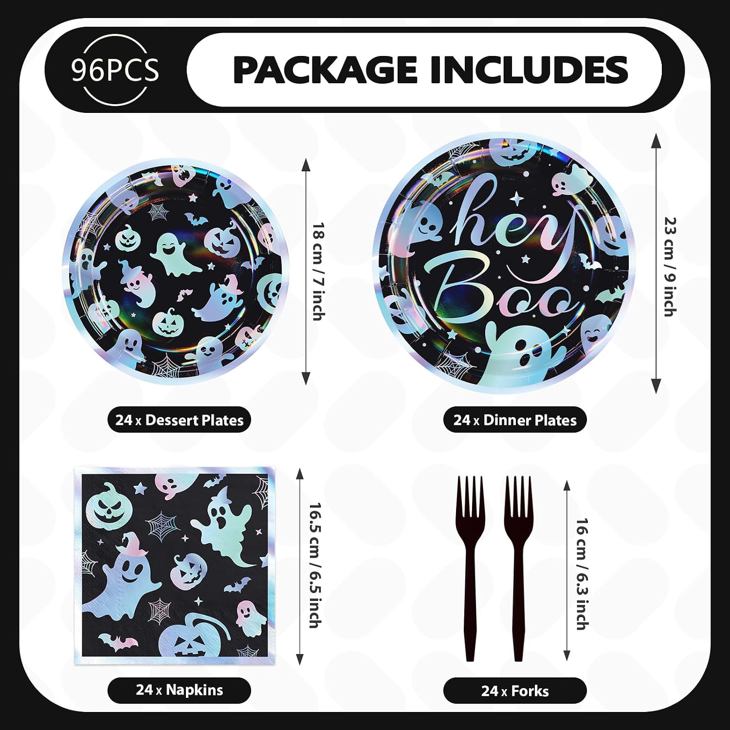 Stack of iridescent Halloween plates