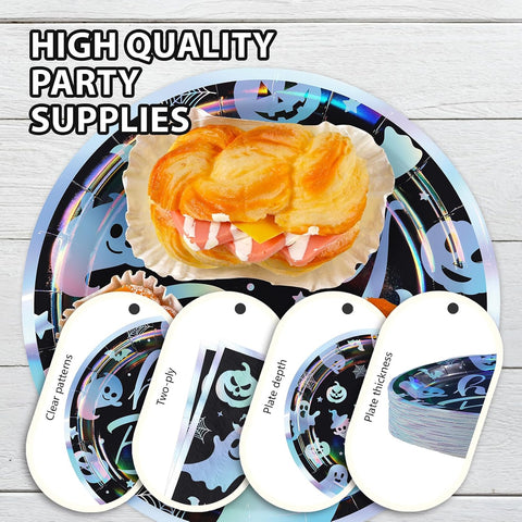 Halloween napkins with holographic ghosts and bats