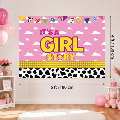It's A Girl Cowgirl Backdrop 51x70 Baby Shower - Grencian