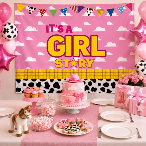 It's A Girl Cowgirl Backdrop 51x70 Baby Shower - Grencian